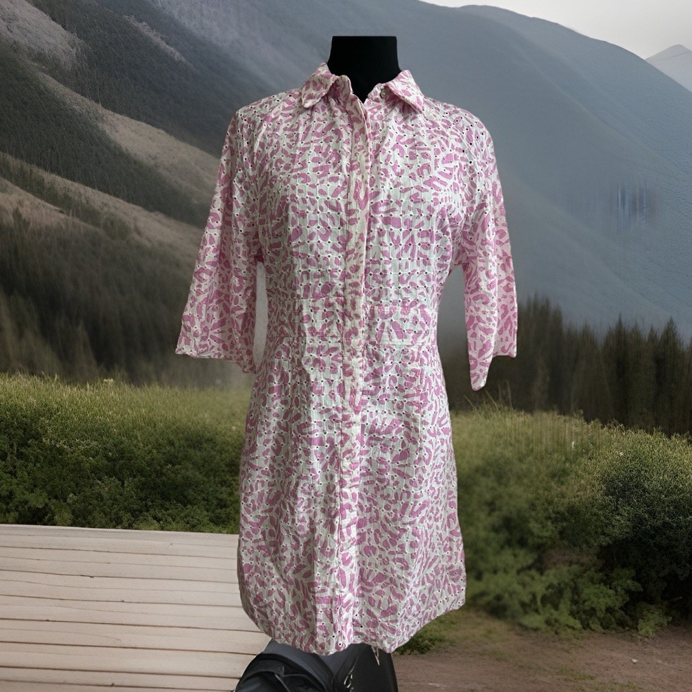 Y2K NWT ONLY Step-Hem Shirtdress in Baby Pink Sz3& Schiffi Floral Fairycore CHIC - Picture 5 of 11